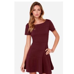 Burgundy A-Line Dress